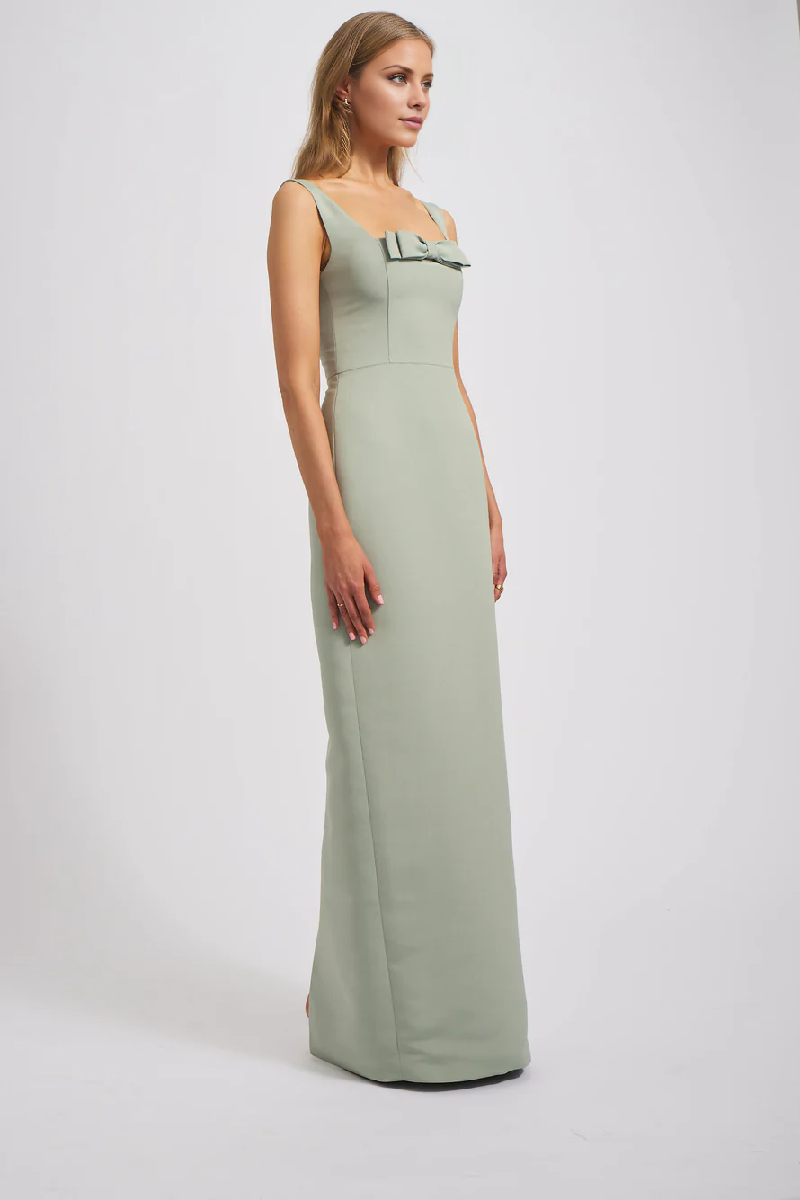 Vestido de fiesta Jimiss con escote cuadrado, sin mangas, espalda descubierta, abertura y largo hasta el suelo