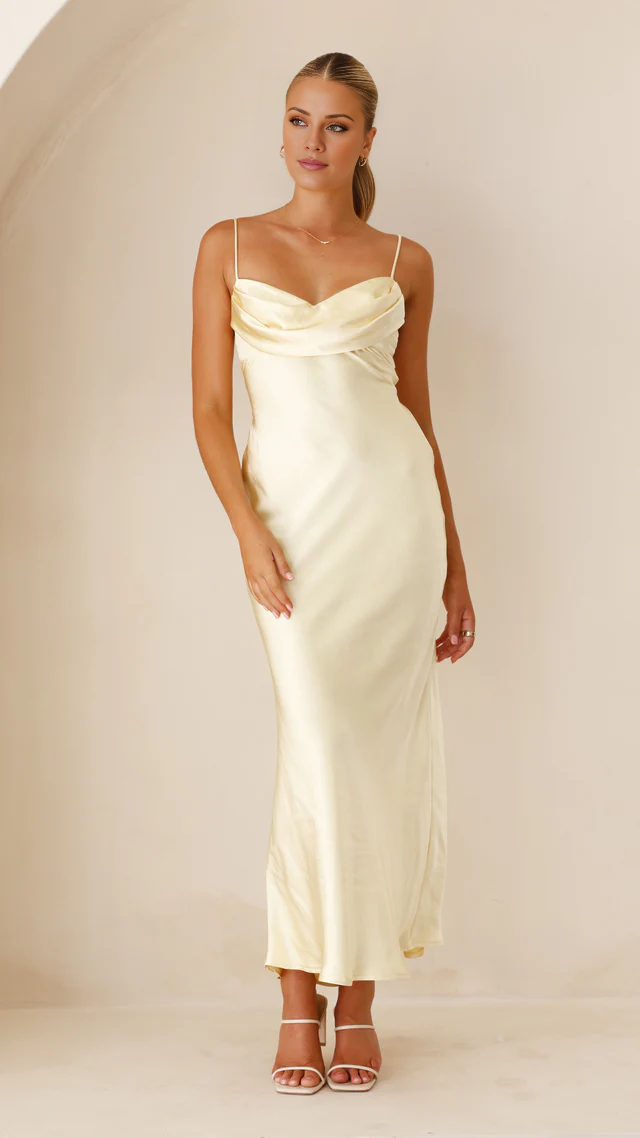 Vestido de fiesta Jimiss de corte A, cuello tipo bufanda, tirantes finos, espalda descubierta y largo hasta el suelo