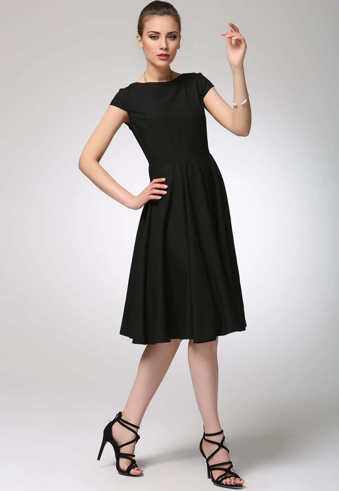 Vestido de verano de cuello redondo y manga corta para regreso a casa de Jimiss