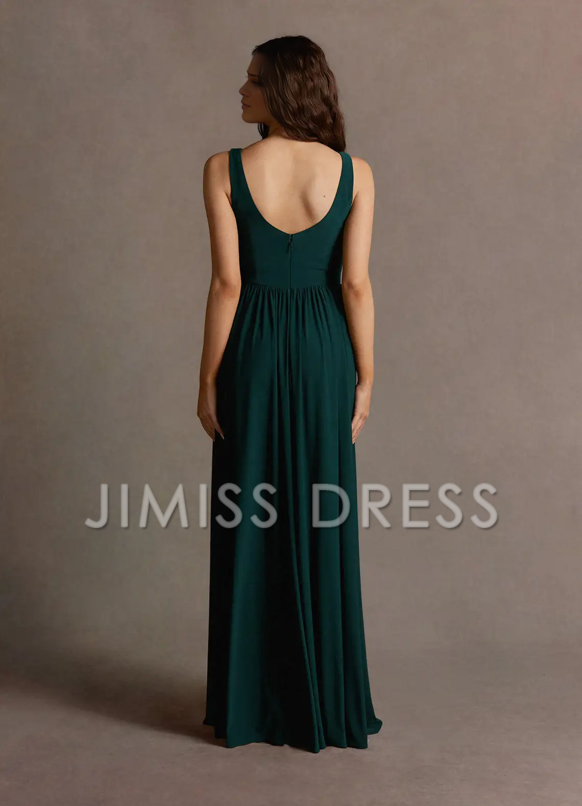 Vestido de fiesta Jimiss con escote en V, tirantes finos, abertura lateral y largo hasta el suelo 