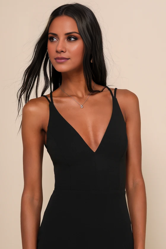 Vestido de fiesta Jimiss de sirena, escote en V, hombros descubiertos, sin mangas, tirantes finos, sin espalda y largo hasta el suelo