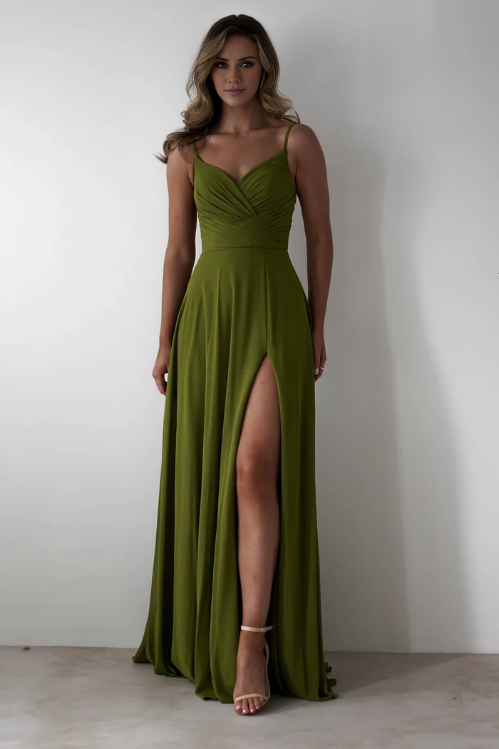 Vestido de fiesta con tirantes finos, espalda abierta y largo hasta el suelo - Vestido Jimiss 