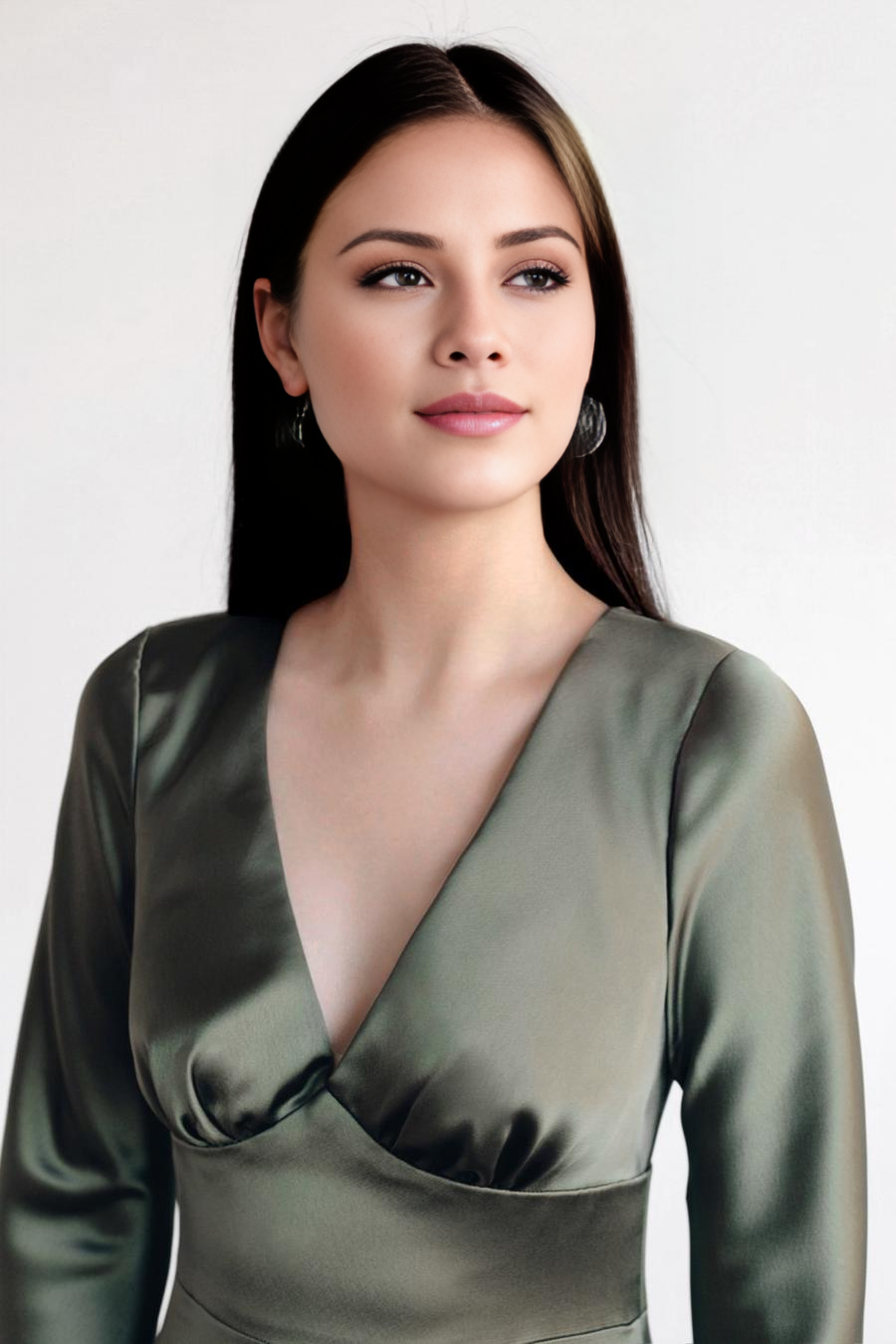 Vestido de noche Jimiss con escote en V profundo, manga larga, espalda descubierta y largo hasta el suelo