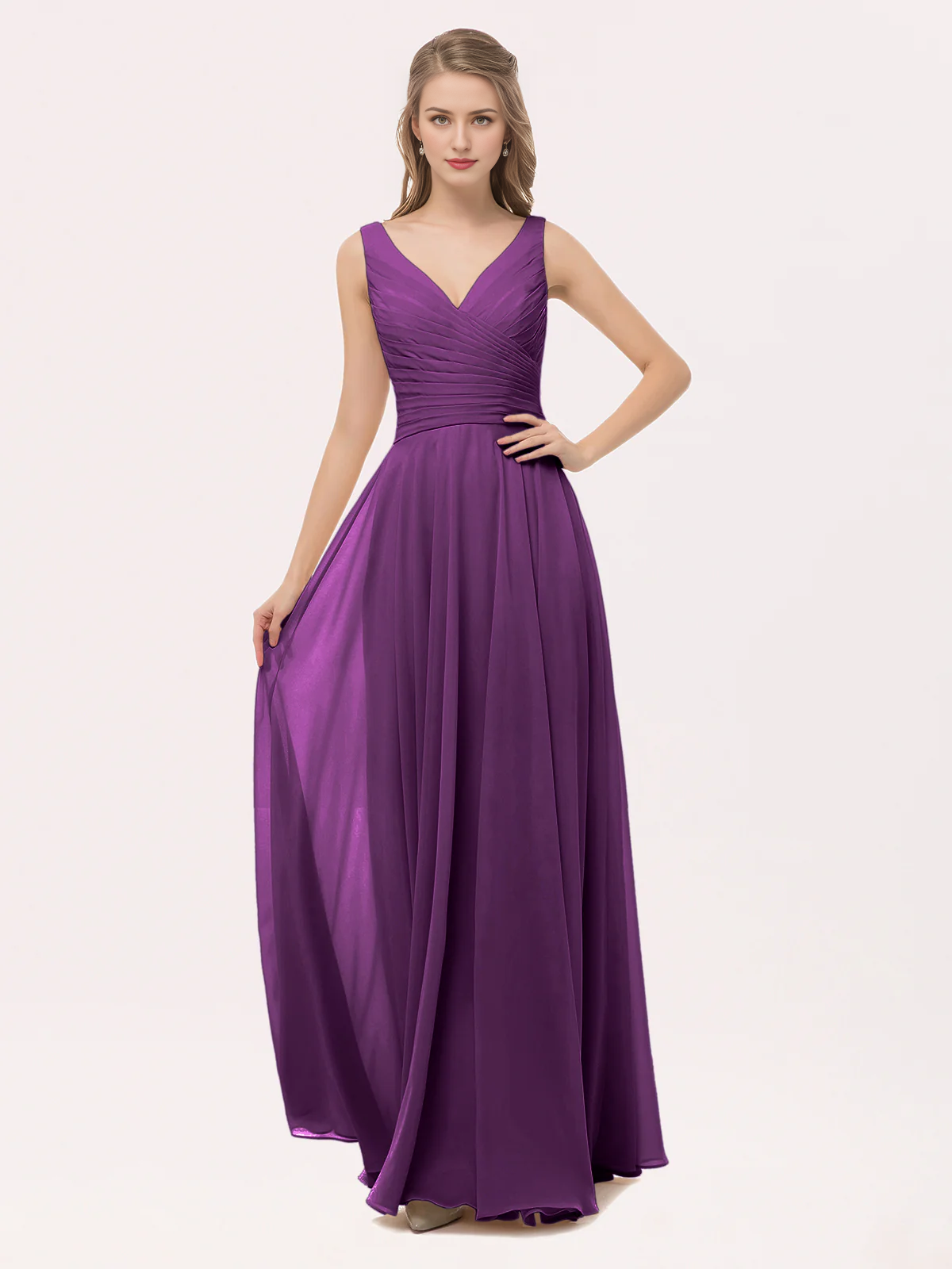 Olive Green Chiffon A-Line Floor-Length Bridesmaid Dress