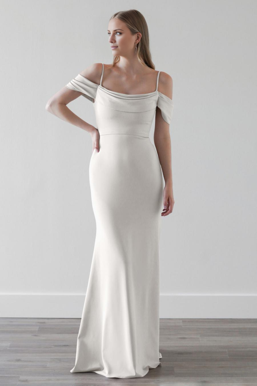 Vestido de noche Jimiss con tirantes finos, cremallera trasera expuesta y largo hasta el suelo