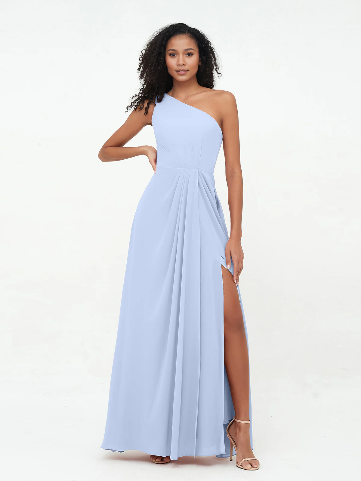 Dark Navy Chiffon A-Line Floor-Length Bridesmaid Dress