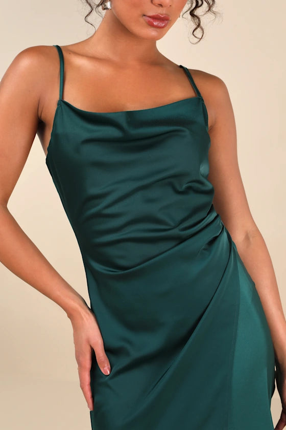 Vestido corto de fiesta Jimiss con escote cuadrado, hombros descubiertos, sin mangas, tirantes finos, espalda descubierta, abertura lateral