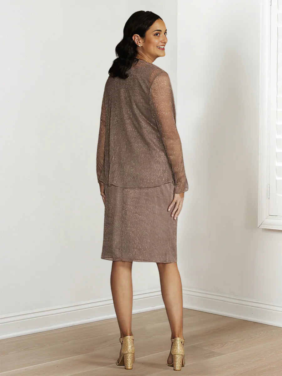 Vestidos de madre de la novia ajustados/de pierna recta con lentejuelas y chaqueta