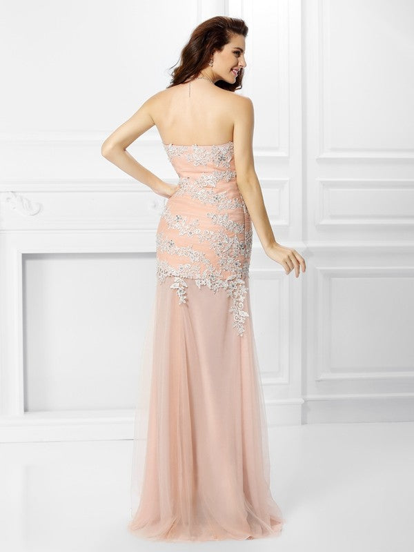 Blushing Pink Chiffon Sheath/column Halter Neckline Floor-Length Evening Dress with Feathered Illusion