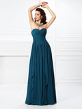 Teal Chiffon A-Line Sweetheart Floor-Length Bridesmaid Dress