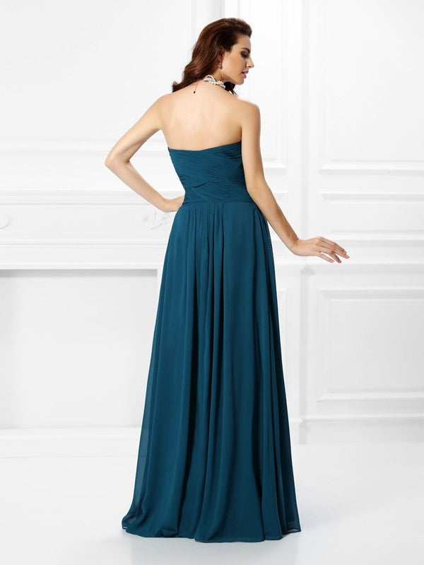 Teal Chiffon A-Line Sweetheart Floor-Length Bridesmaid Dress