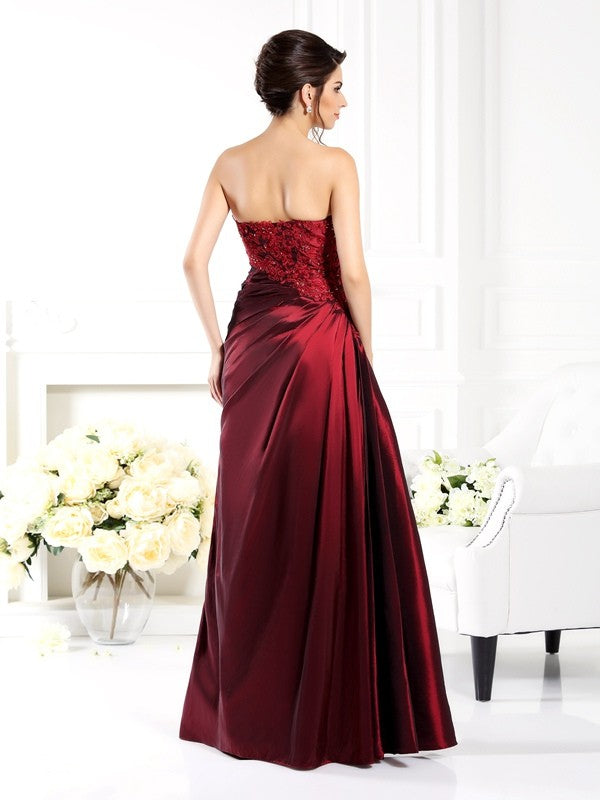 Burgundy Satin A-Line Floor-Length Sweetheart Dress with Bolero Jacket