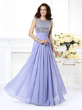 Lilac Chiffon Sequin Bodice Gathered Waist A-Line Floor-Length Bridesmaid Dress