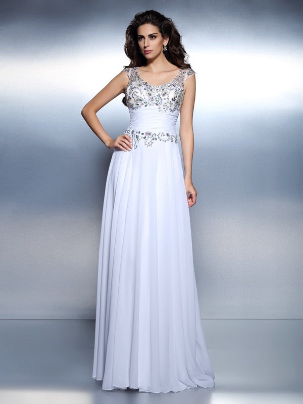 Mist Chiffon A-Line V-Neck Floor-Length Bridesmaid Dress