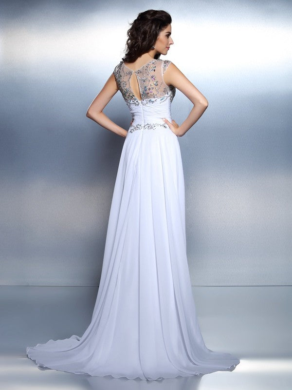 Mist Chiffon A-Line V-Neck Floor-Length Bridesmaid Dress
