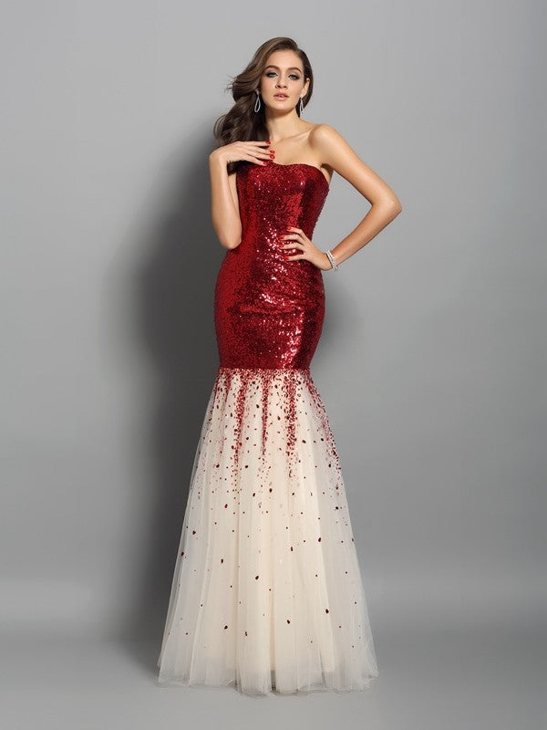 Red Sequin Mermaid Floor-Length Evening Dress | Prom & Black-Tie Gown