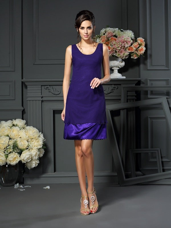Plum Chiffon Sheath/column Short Dress with Matching Jacket