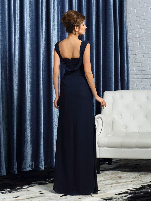 Vestidos de gasa largos para madre de la novia, corte A/princesa, con tirantes, abalorios, sin mangas