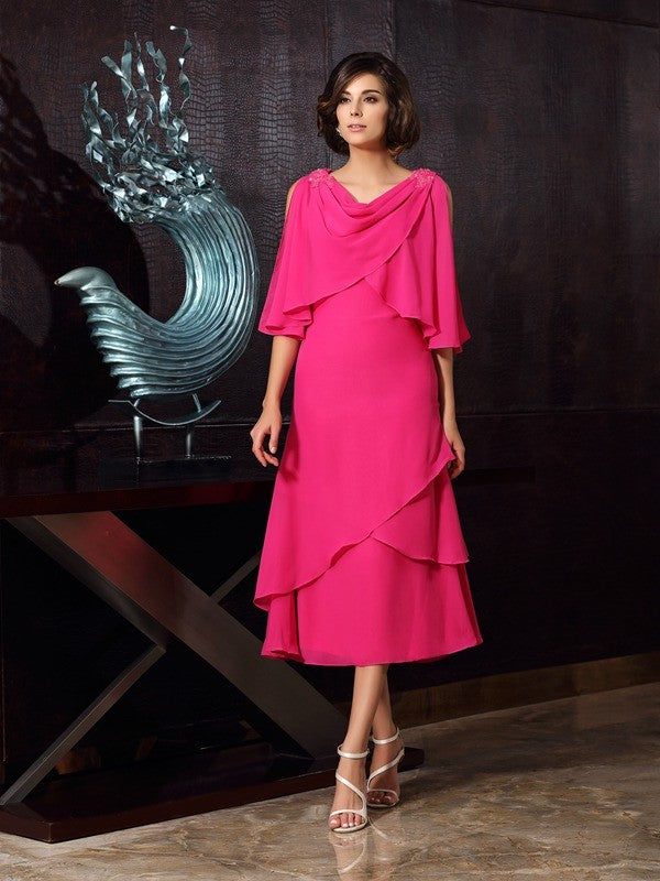 Vestidos de gasa cortos sin mangas con corte princesa/corte A para madre de la novia