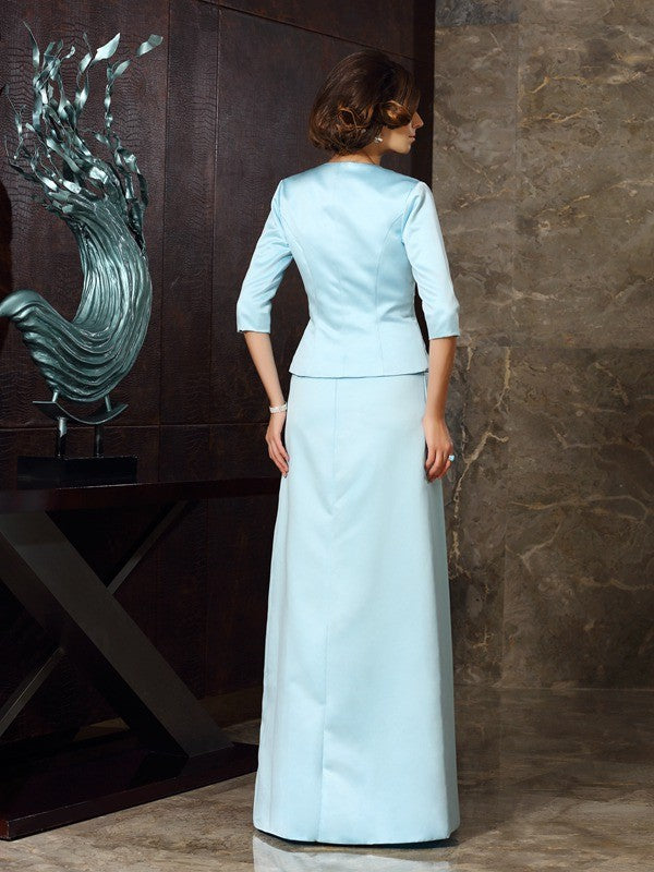 Abiti lunghi in raso per la madre della sposa, senza spalline e senza maniche, a tubino/colonna