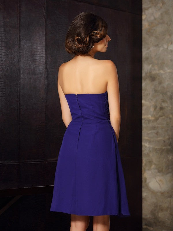 Vestidos de gasa cortos sin mangas con escote corazón y corte princesa para madre de la novia