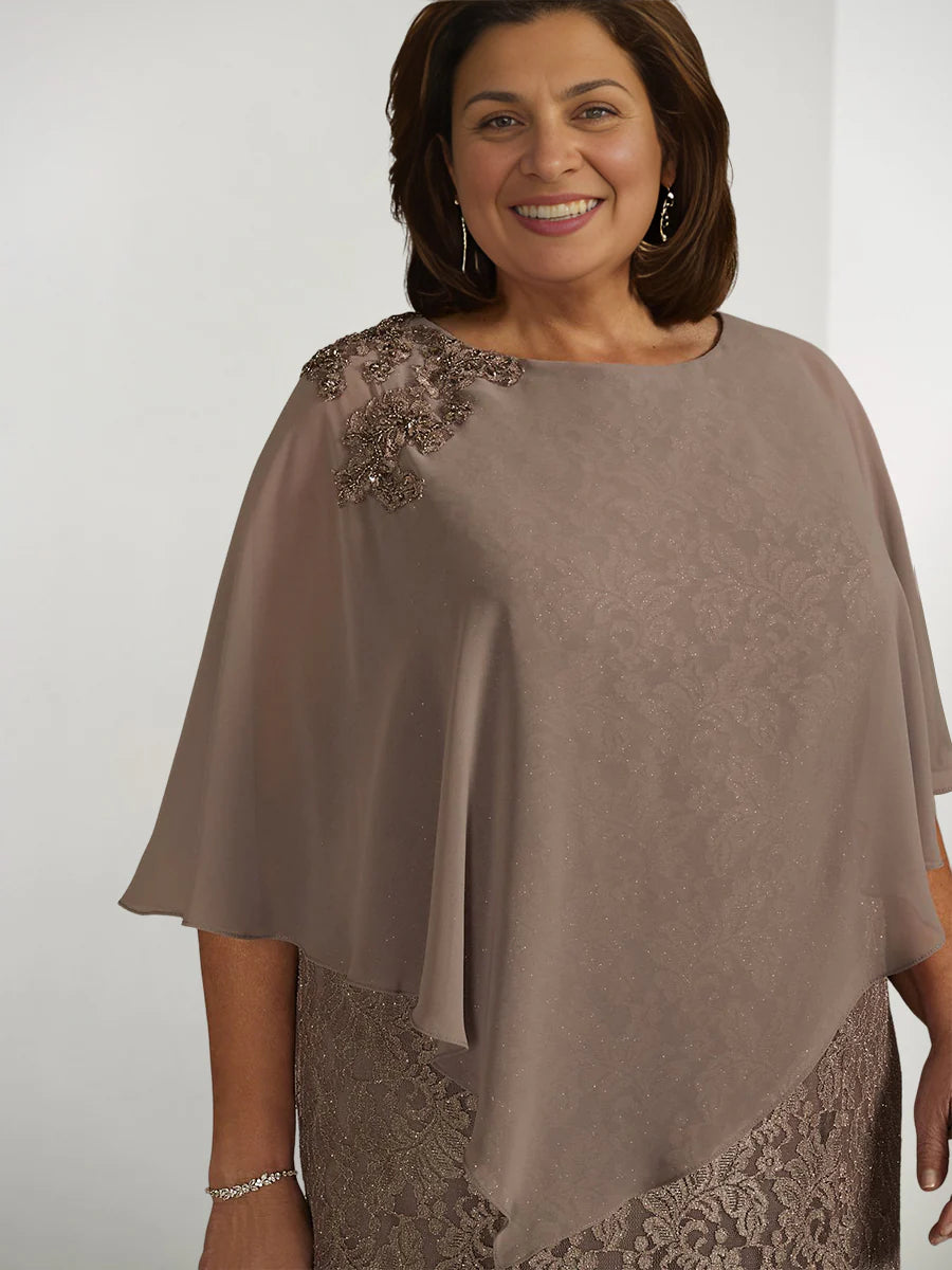 Vestidos de madre de la novia de corte A/princesa con calcomanías y falda envolvente