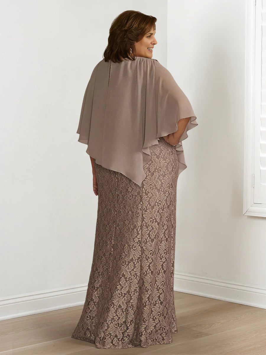 Vestidos de madre de la novia de corte A/princesa con calcomanías y falda envolvente