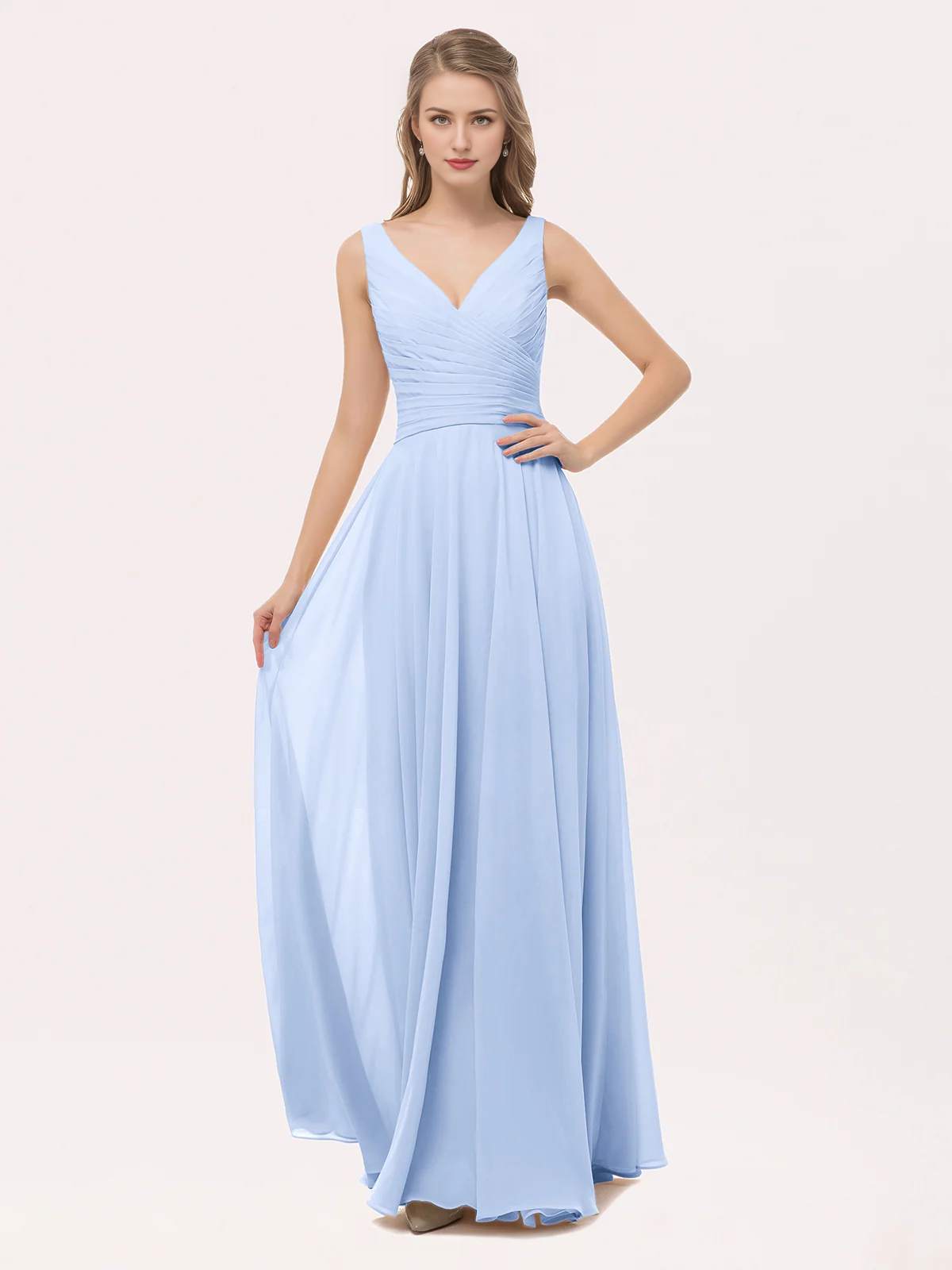 Olive Green Chiffon A-Line Floor-Length Bridesmaid Dress