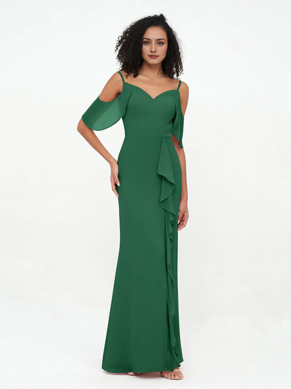 Vestido Cloumn con abertura y tirantes finos