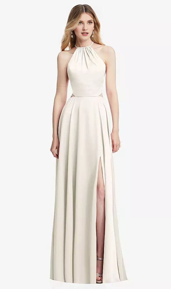 Vestido de fiesta largo con escote colgante, tirantes cruzados, espalda plisada y ahuecado