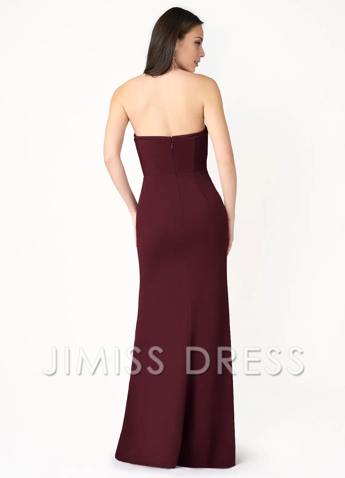 Vestido de fiesta Jimiss sin tirantes, con aberturas laterales, espalda descubierta y largo hasta el suelo 