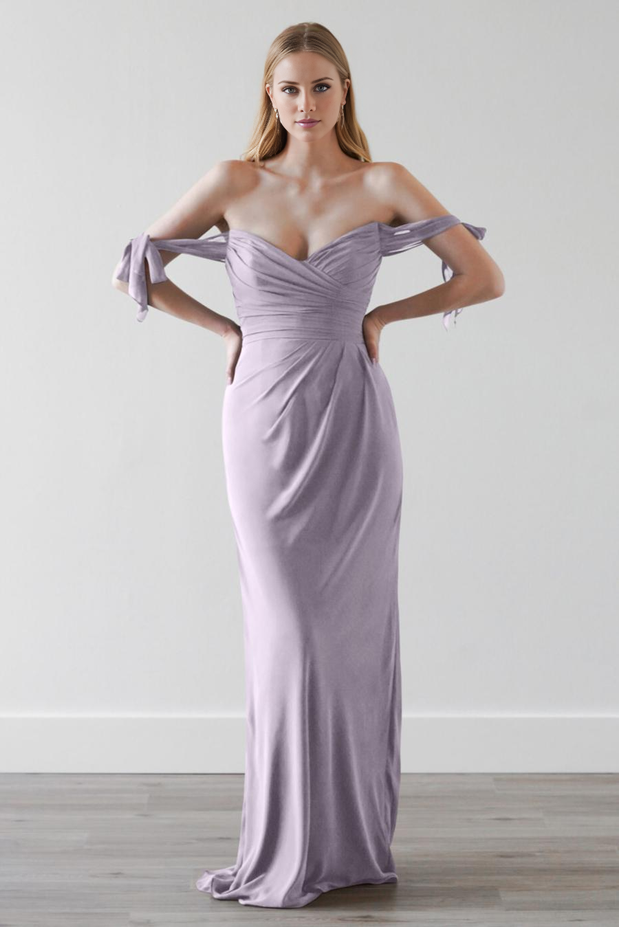 Vestido de noche Jimiss con hombros descubiertos, sin tirantes, espalda descubierta y largo hasta el suelo