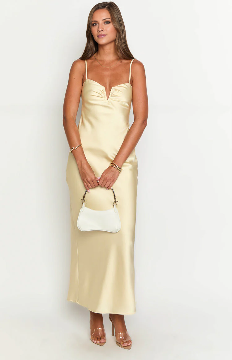 Vestido de fiesta Jimiss con escote en V, sin mangas, tirantes finos, sin espalda y largo hasta el suelo