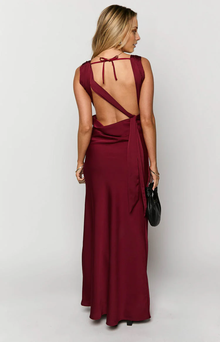 Vestido de fiesta Jimiss de satén con escote cuadrado, sin espalda y largo hasta el suelo