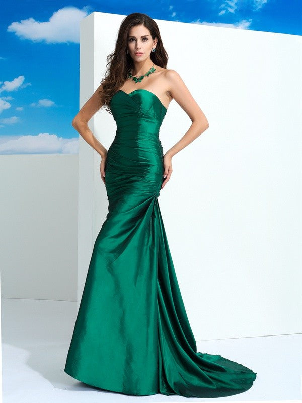 Emerald Satin Mermaid Sweetheart Floor-Length Evening Dress