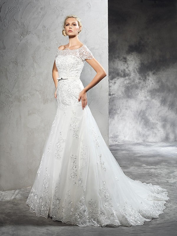 Ivory Lace Mermaid Off-the-Shoulder Floor-Length Bridesmaid Dress