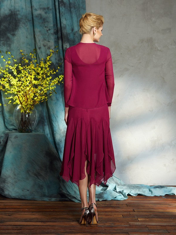 Vestidos de gasa cortos sin mangas con apliques y corte princesa/corte A para madre de la novia