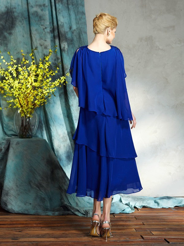 Vestidos de gasa para madre de la novia, corte A/princesa, con apliques de barco, sin mangas y hasta la rodilla