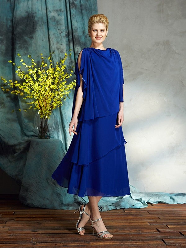 Vestidos de gasa para madre de la novia, corte A/princesa, con apliques de barco, sin mangas y hasta la rodilla