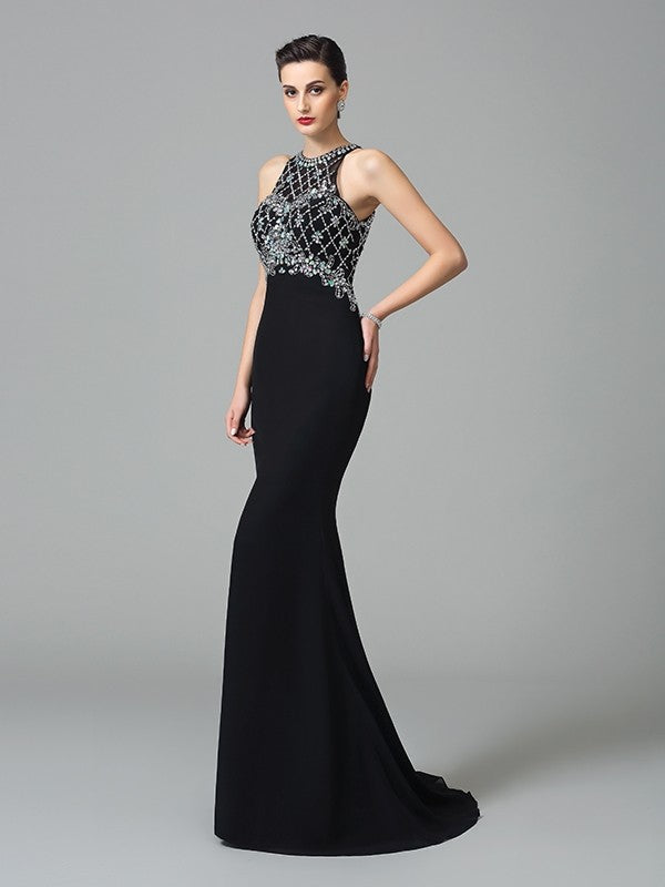 Black Sequin Mermaid Floor-Length Evening Dress