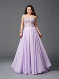 Lilac A-Line Floor-Length Sweetheart Chiffon Bridesmaid Dress with Embellished Bodice