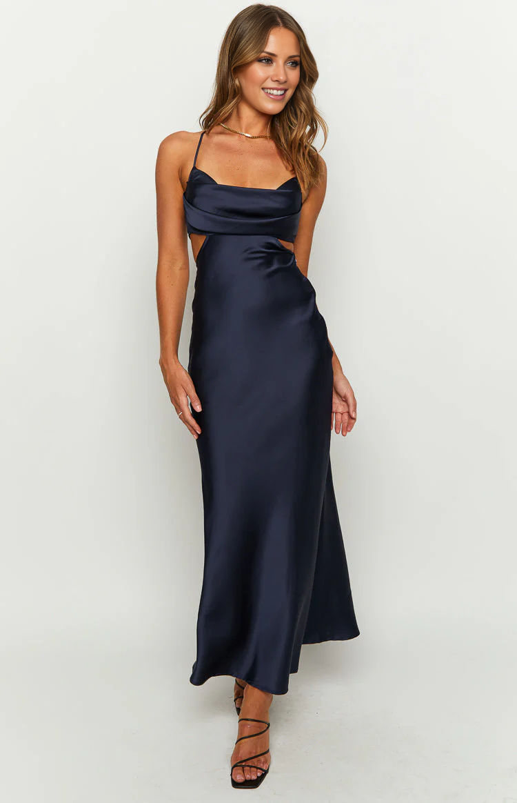 Vestido de fiesta Jimiss con cuello de bufanda, hombros descubiertos, sin mangas, tirantes finos, espalda descubierta y largo hasta el suelo