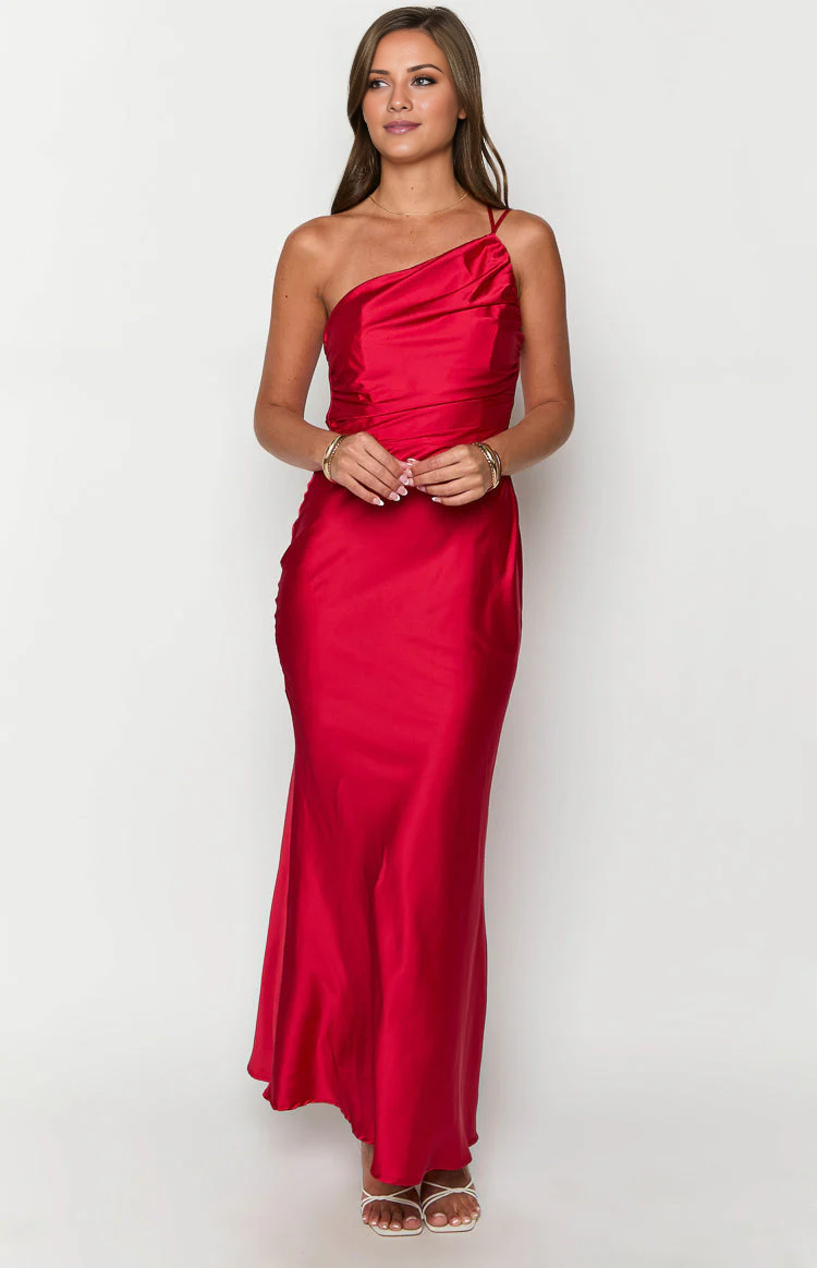 Vestido de fiesta Jimiss con escote asimétrico, hombros descubiertos, sin mangas, tirantes finos, espalda descubierta y largo hasta el suelo