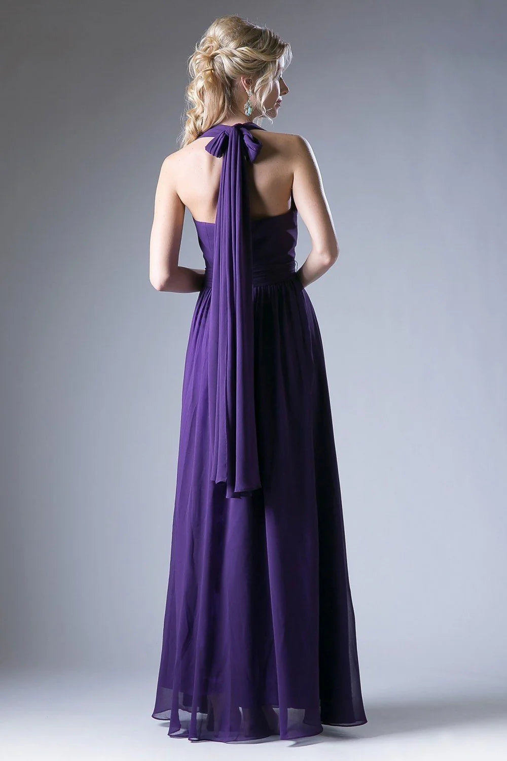 Blushing Pink Chiffon A-Line Multi-way Halter Floor-Length Bridesmaid Dress
