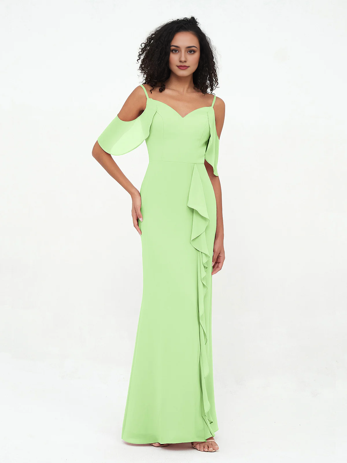 Vestido Cloumn con abertura y tirantes finos