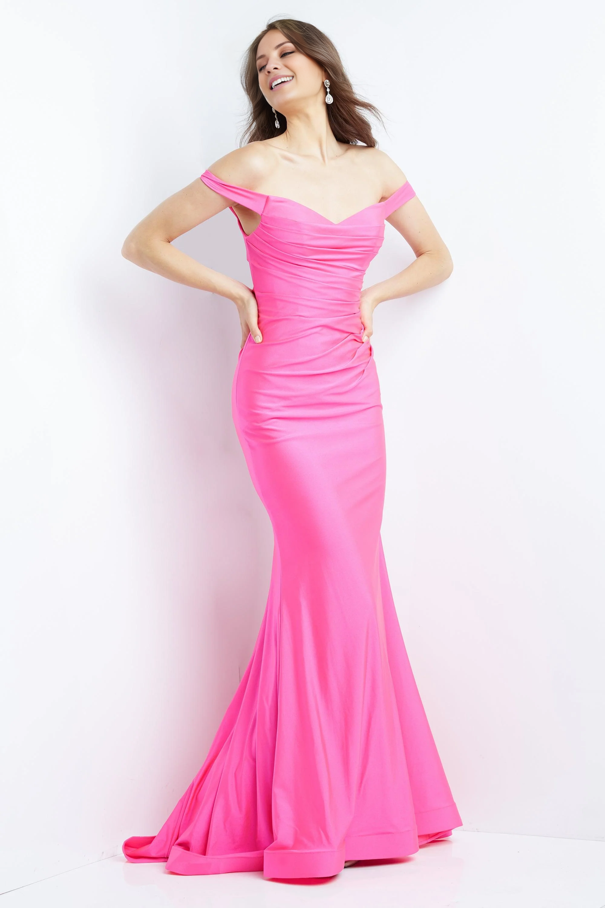 Vestido de fiesta Jimiss con escote en forma de corazón, hombros descubiertos, sin mangas y largo hasta el suelo