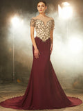 Abiti in chiffon con perline, maniche corte, scollo a V e scollo a V
