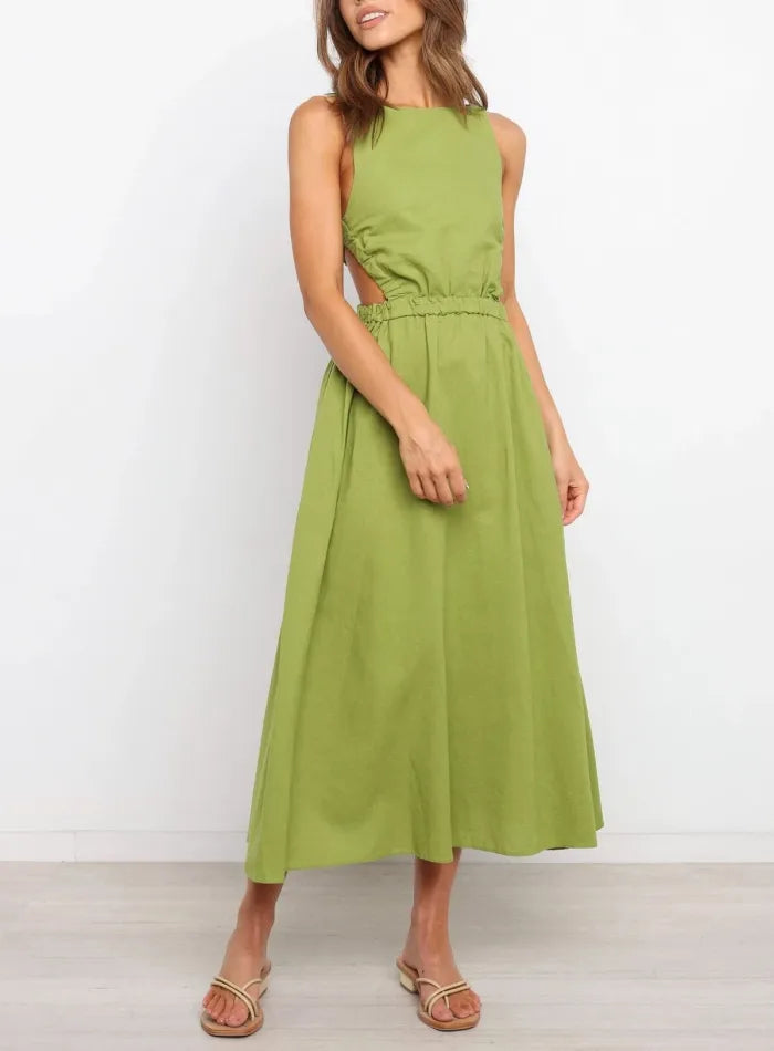 Vestido de fiesta de verano con espalda única y sexy.