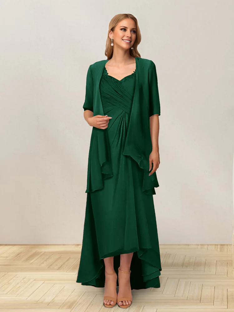 Vestido de madre de la novia, corte A, princesa, sin mangas, diseño de hoja de loto, largo lateral. 