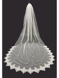 Ivory Tulle Floor-Length Bridesmaid Dress with Scalloped Lace Trim
